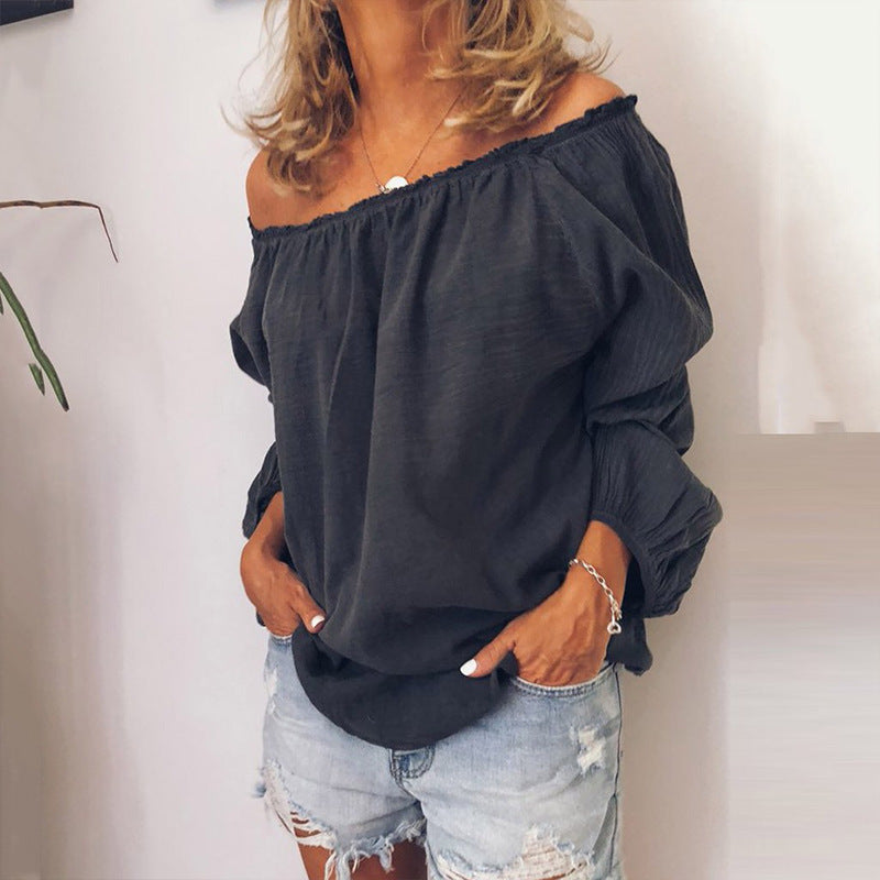 Cotton shoulder blouse