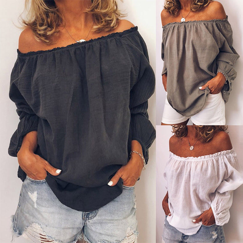 Cotton shoulder blouse