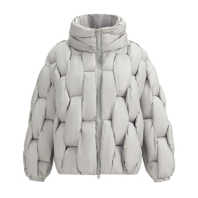 Plus Size Woven Twisted Down Cotton-padded Jacket