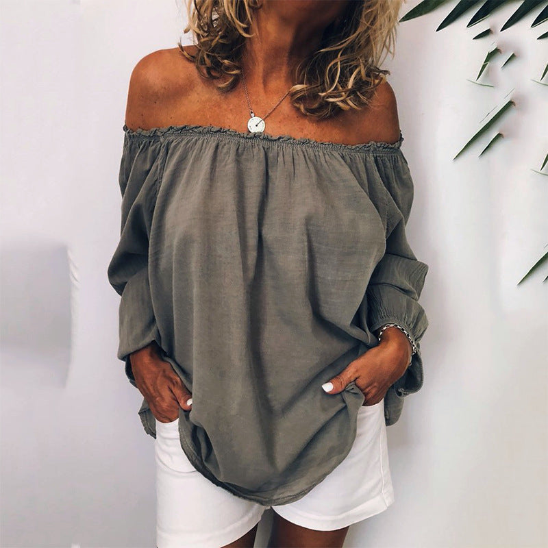 Cotton shoulder blouse