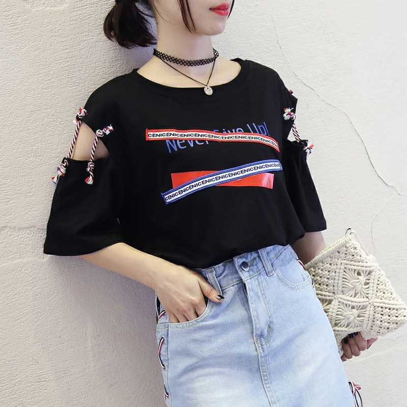 Tie cutted sleeve T-shirt