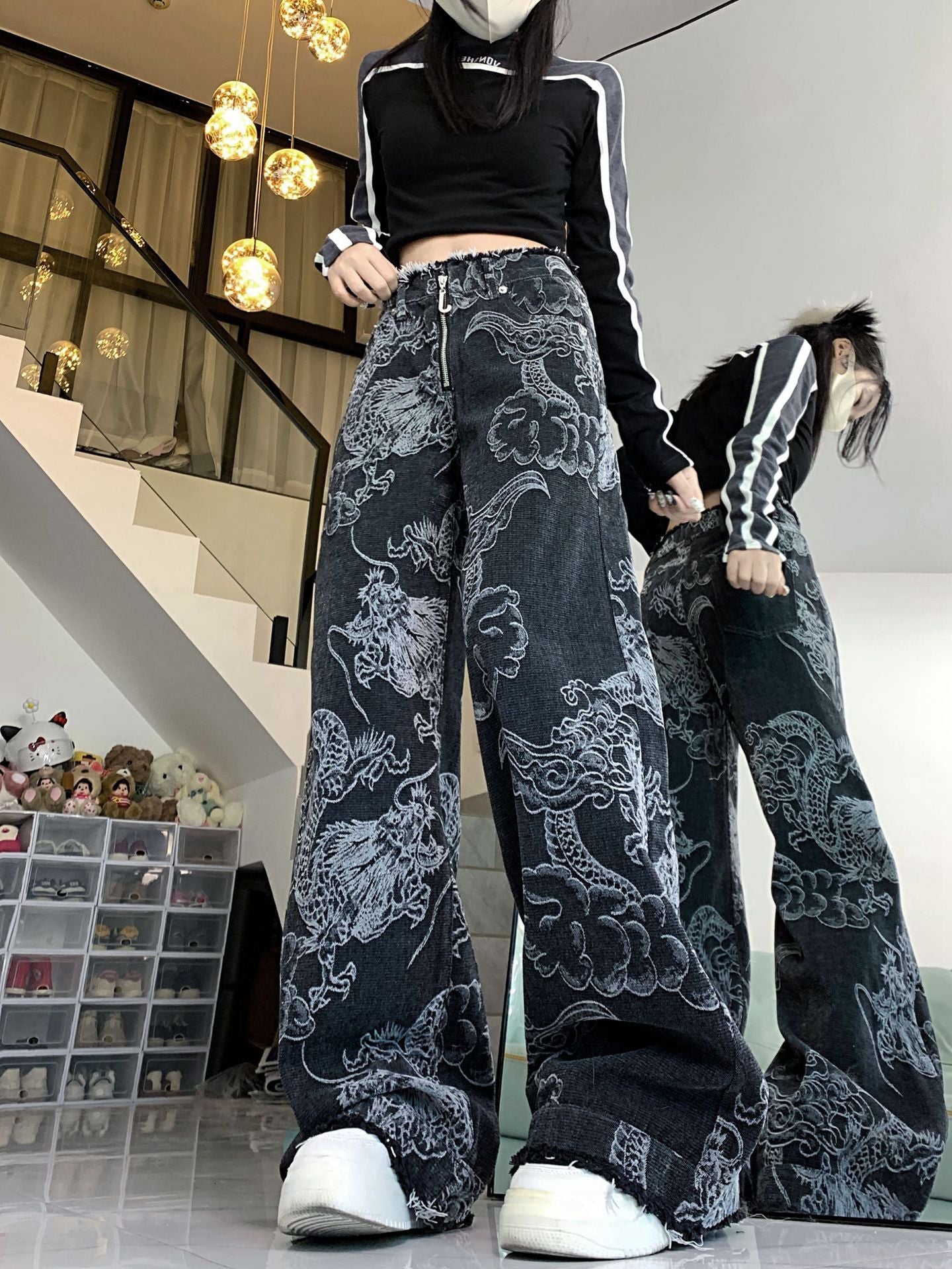 Dragon Print Jeans