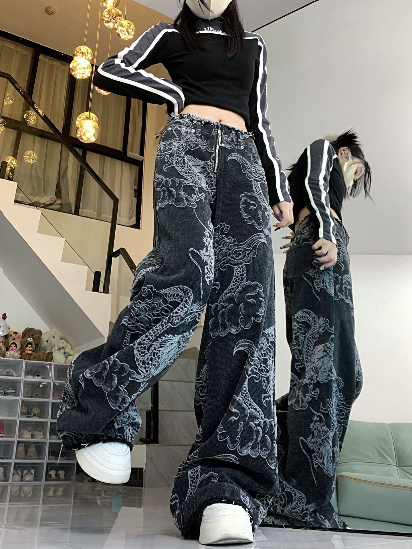 Dragon Print Jeans