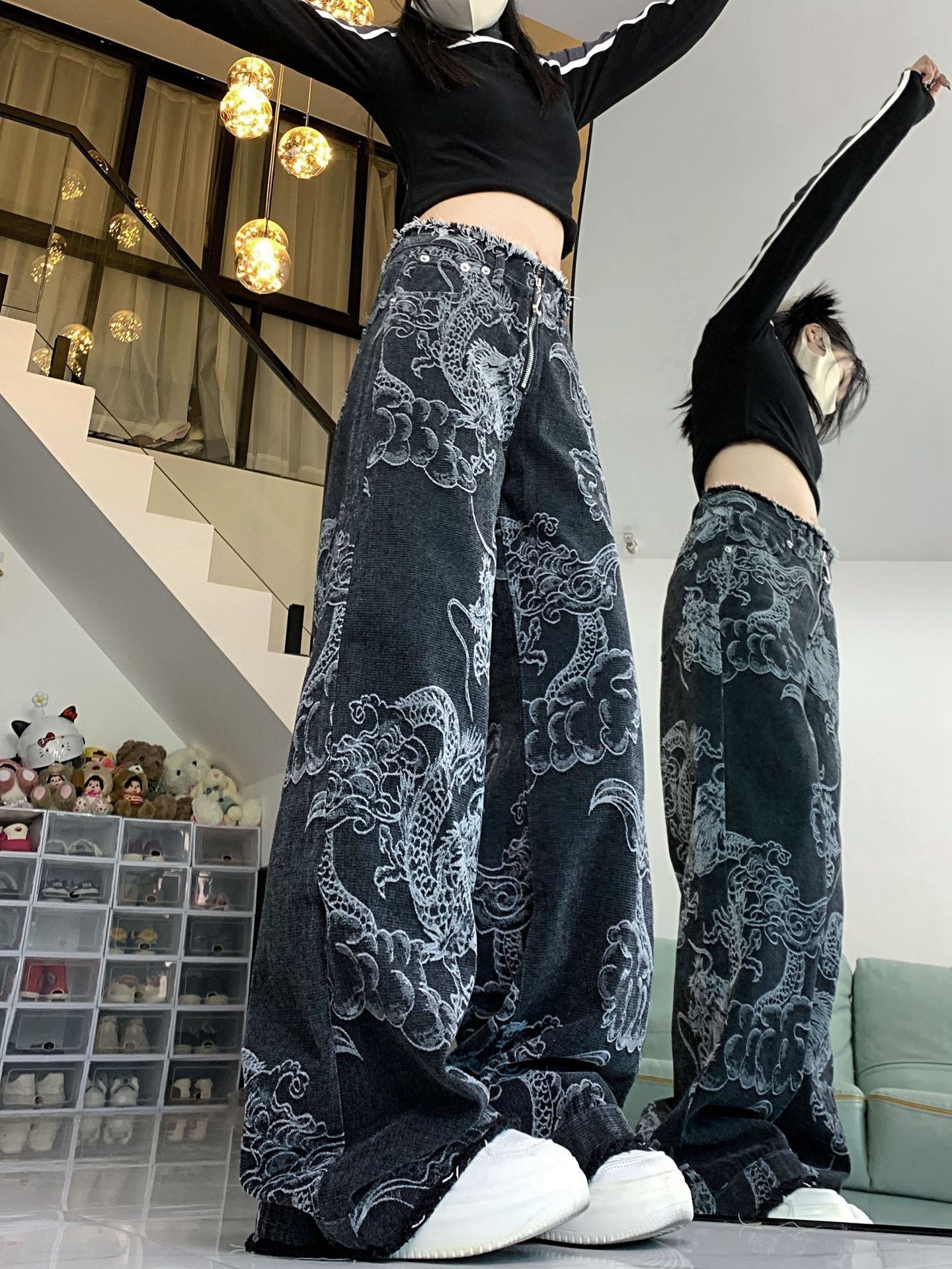 Dragon Print Jeans