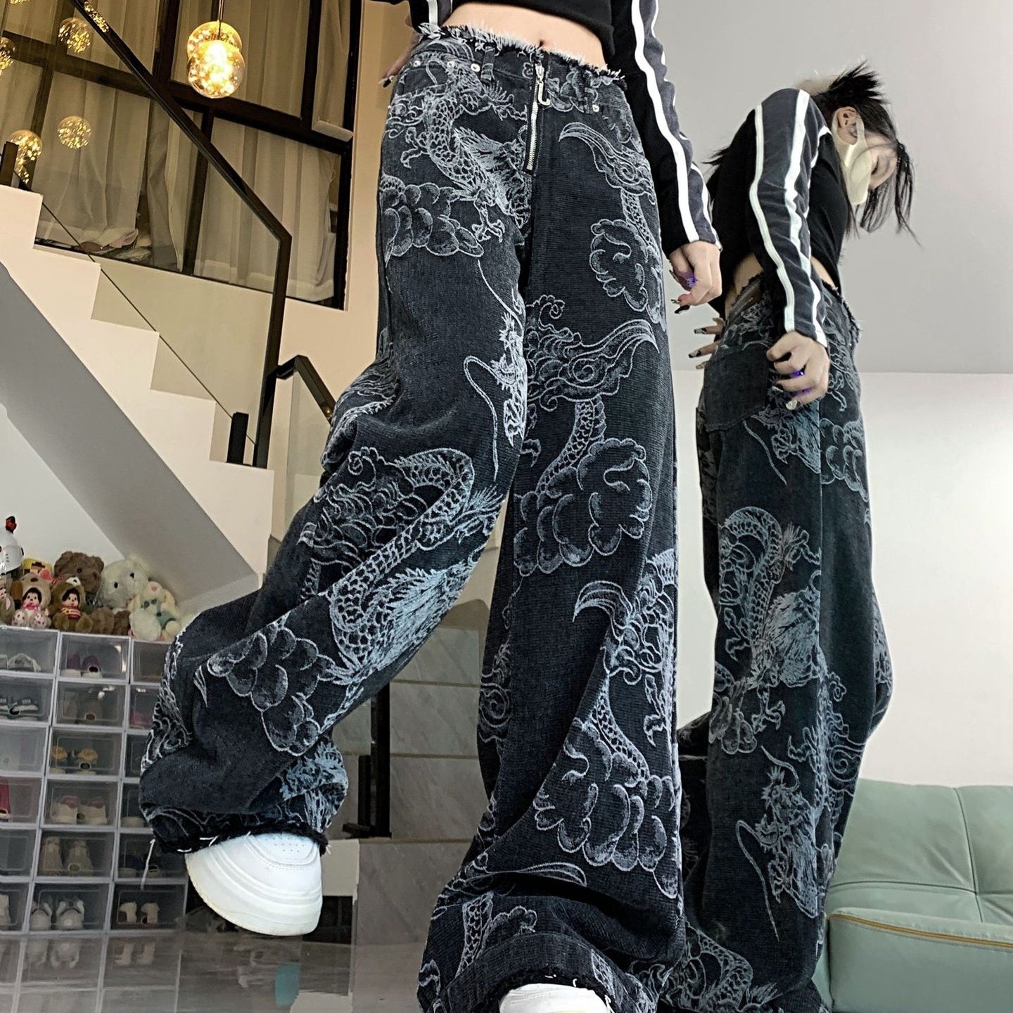 Dragon Print Jeans