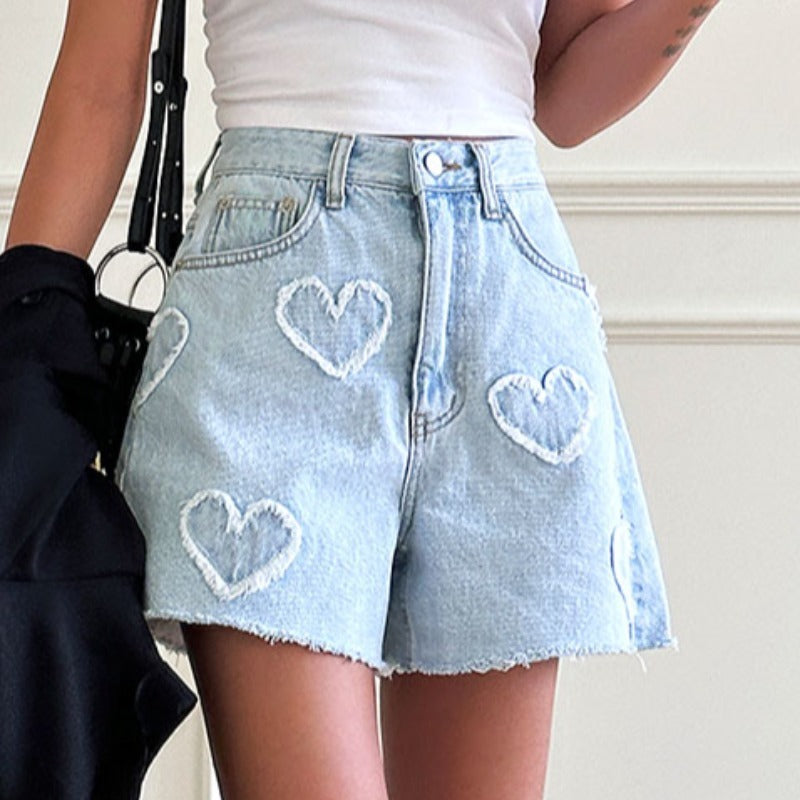 Cute Frayed Heart Shorts