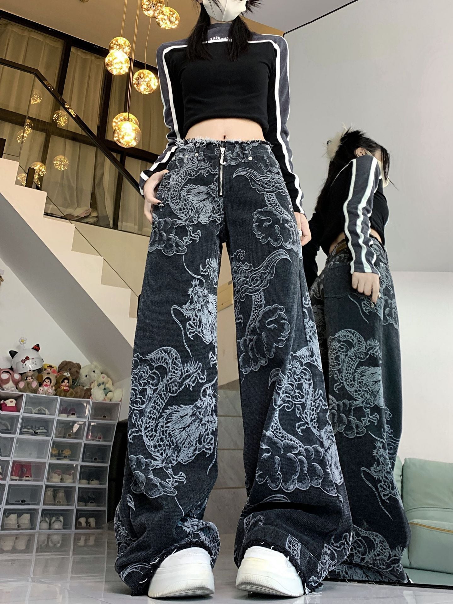 Dragon Print Jeans