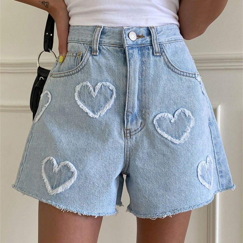 Cute Frayed Heart Shorts