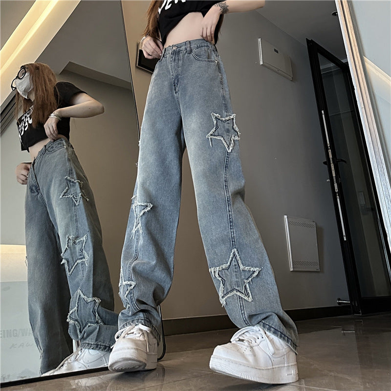 Blue Embroidered Jeans