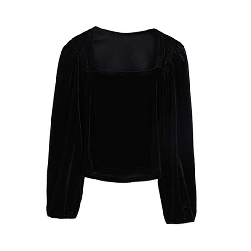 Velvet Long-sleeved Blouse