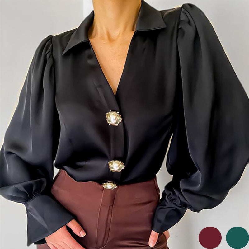 Lantern Puffed Sleeve Blouse