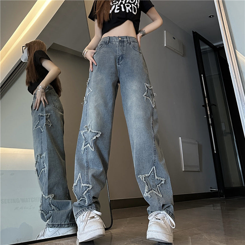 Blue Embroidered Jeans