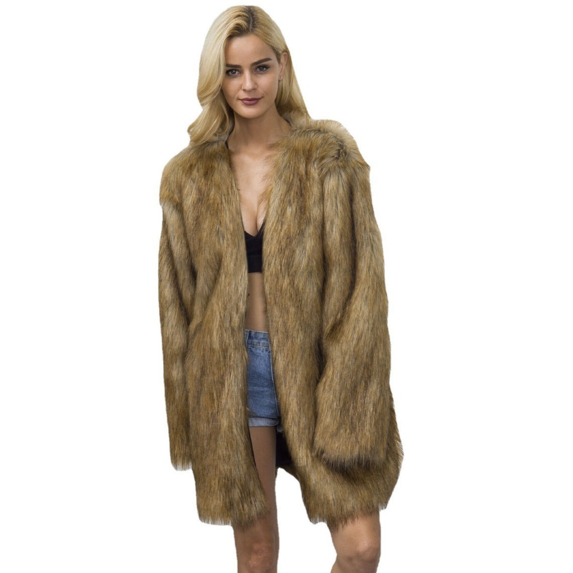 Fashionable Warm Fleece-lined Women's Faux Fur Coat