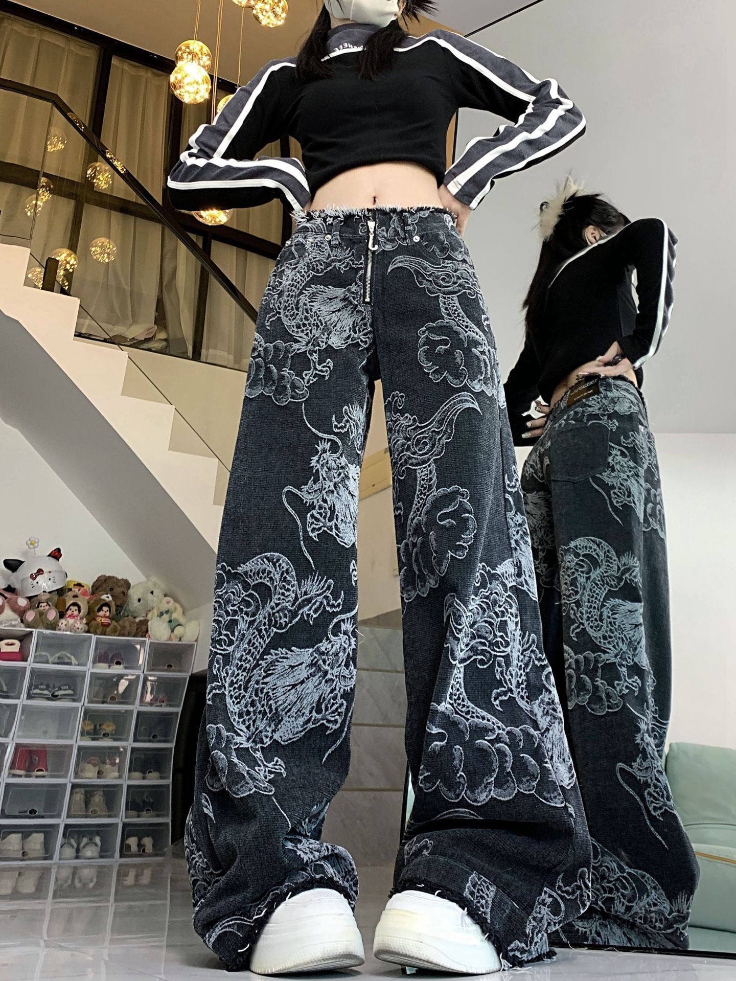 Dragon Print Jeans