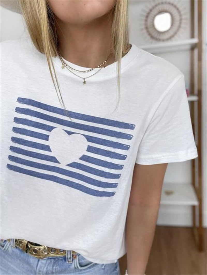 Love Stripe Print T-shirt