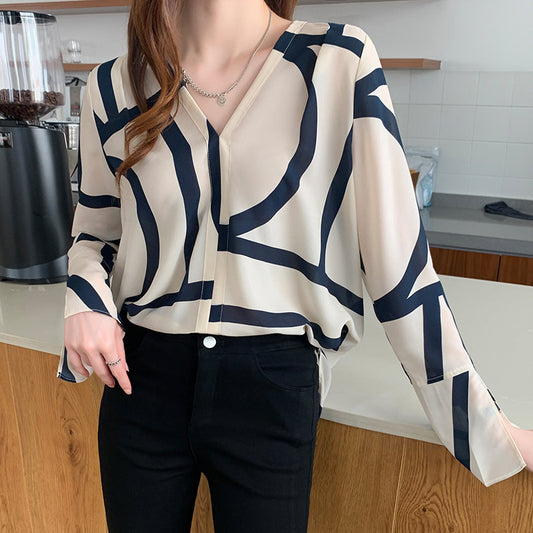 Niche Printing Long Sleeves Blouse