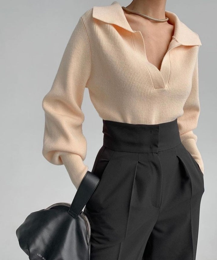 Lapel Blouse Sweater