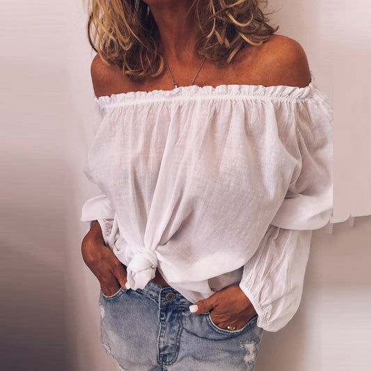 Cotton shoulder blouse