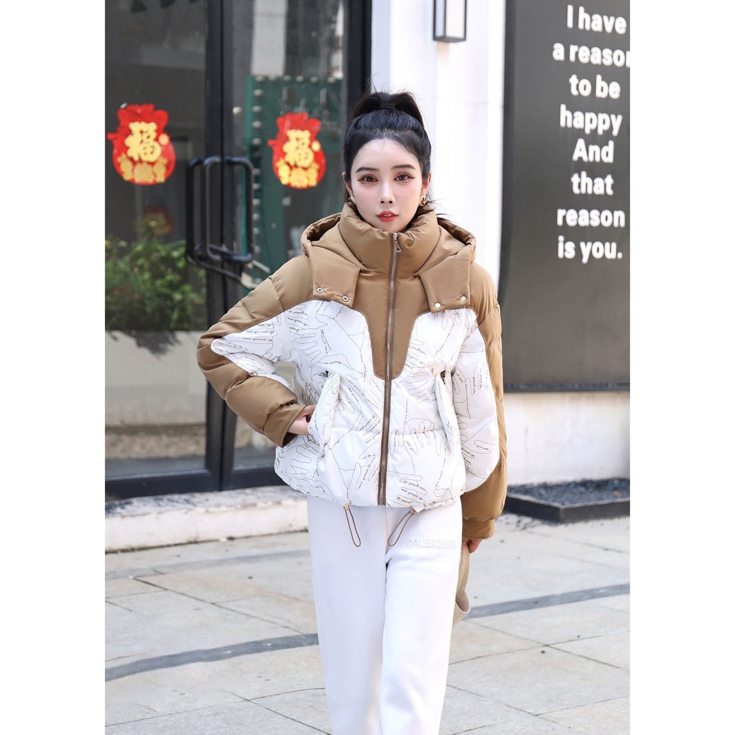 Short Korean Style Trend Multicolor Bread Coat