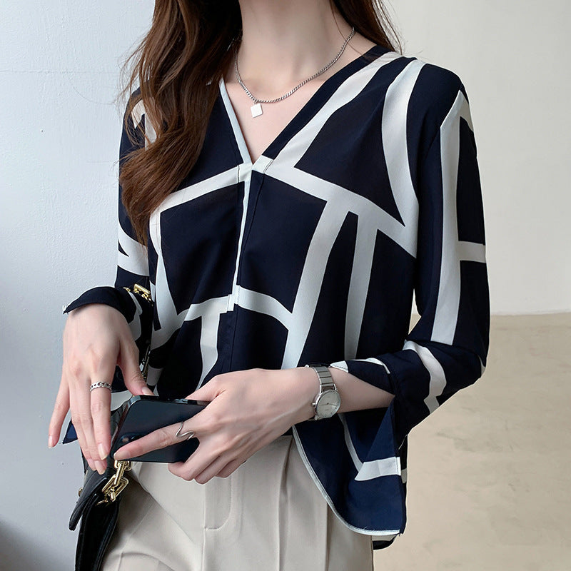 Niche Printing Long Sleeves Blouse