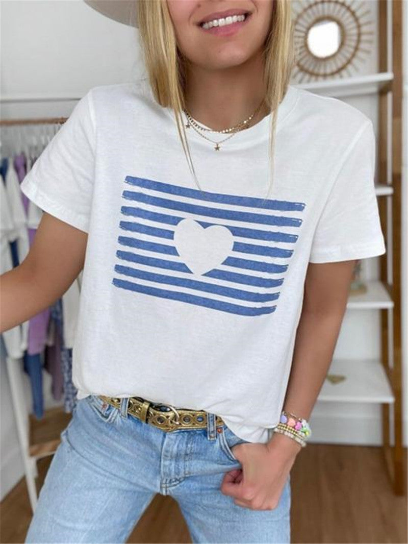 Love Stripe Print T-shirt